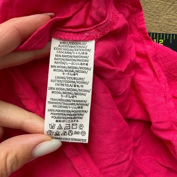 Free People Pink Long-sleeve V-neck Fit & Flare Flowy Boho Dress Size M - Picture 6 of 8